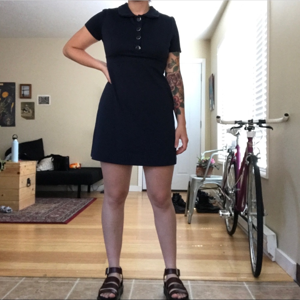 Navy Blue Collard Babydoll Dress